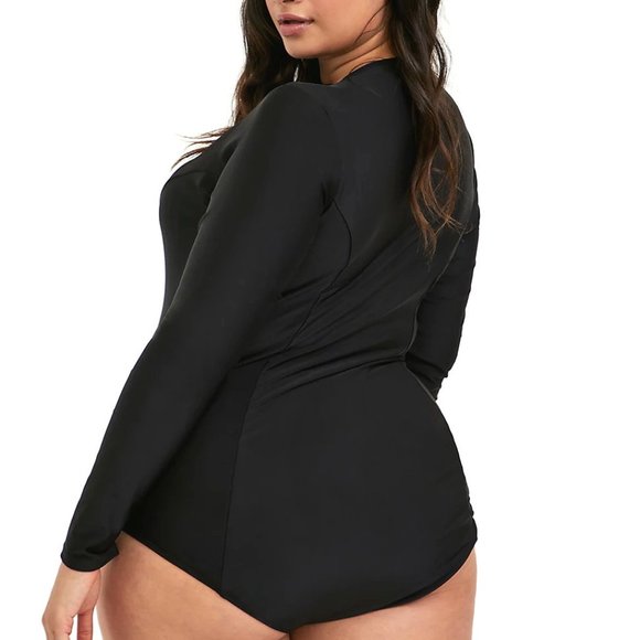 1X 3X 4X Torrid One Piece Zip Rashguard Swimsuit - Picture 2 of 2